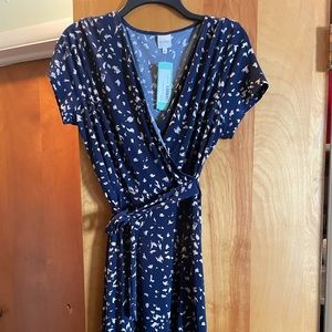 Navy blue and tan dress, new with tags